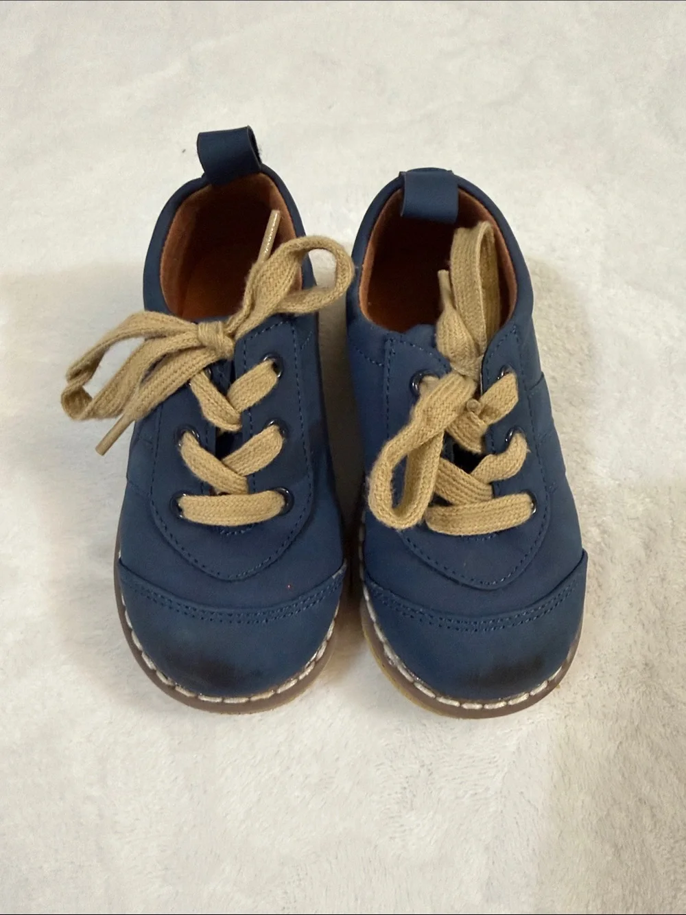 2 pair of boys oxford dress shoes navy blue and tan size 7
